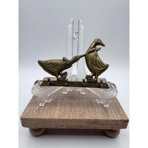 Vintage Brass Goose Duck Key Rack Wall Mount 4 Hook Entryway Organizer